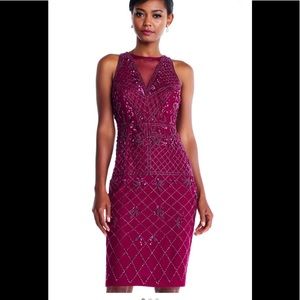 Aidan Mattox V-Neckline beaded cocktail dress
